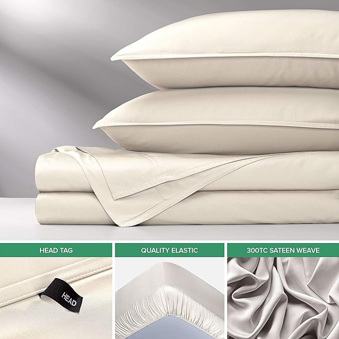 Pure Bamboo Twin XL Sheets, Genuine 100% Organic Viscose Derived from Bamboo Bed Sheet Set, Luxuriously Soft & Cooling, Double Stitching, 2 Year Quality Promise (Twin XL, Ivory)