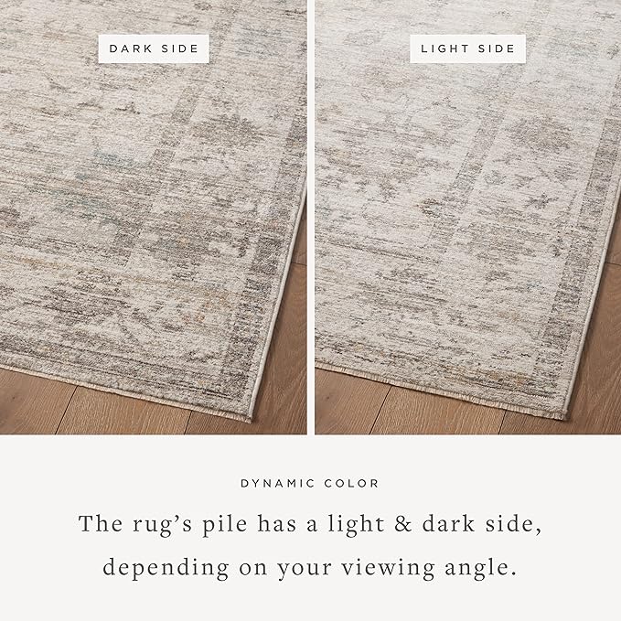 Loloi Magnolia Home by Joanna Gaines Millie Collection MIE-01 Silver/Dove 2'-7" x 14', .25" Pile Height, Runner Rug