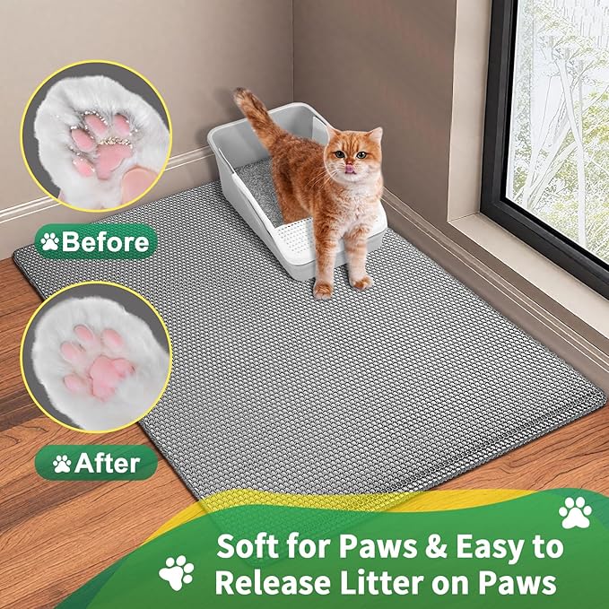 XXL 47''X 36'' Supper Large Cat Litter Box Mat,2 Layer Litter Mat for indoor cats,Rug for Pet kitty,Litter Trapping Mats,Waterproof Urine Proof,Non-Slip