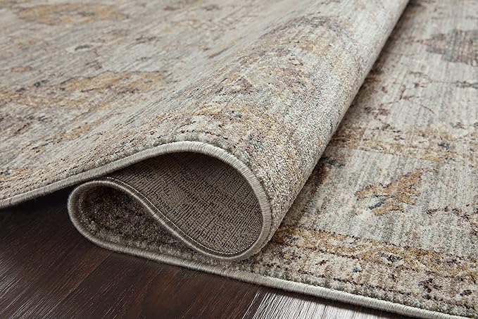 Loloi Magnolia Home by Joanna Gaines Millie Collection MIE-02 Sky/Gold 2'-7" x 8'-0", .25" Pile Height, Runner Rug