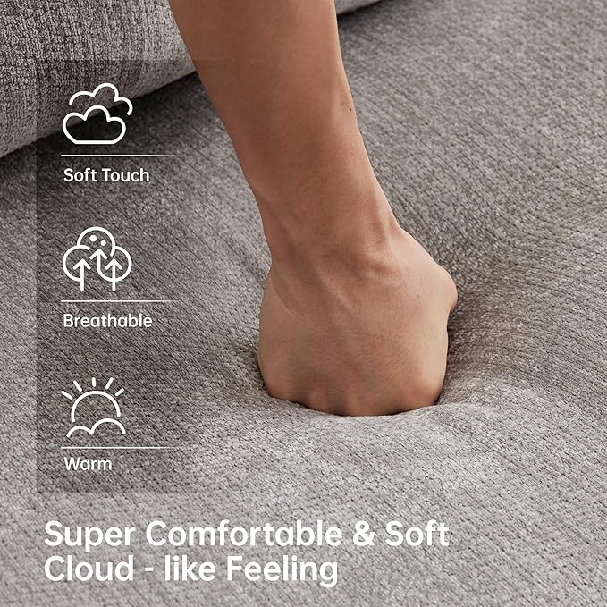 117”L Shaped Modern Sofa Modular Sectional Cloud Couch with Ottoman,Oversized Boneless Sofa,3+1 Seater Chenille Deep-Seat Sofa with 3 Pillows,Suitable for Living Room or Bedroom (Grey)