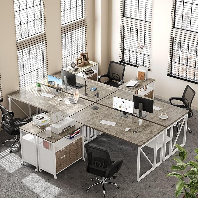 LITTLE TREE 63-Inch Office Desk with 31.5-Inch Lateral File Cabinet, Study Writing Desk Computer Desk for Home Office