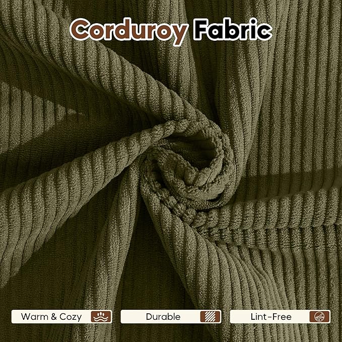 Convertible Folding Couch Bed, Comfy Corduroy Sleeper Floor Sofa Bed with Fixed-Shape Frame, Floor Sofa with Armrest, Lounge Couch for Living Room Bedroom Lounge Studio, Green