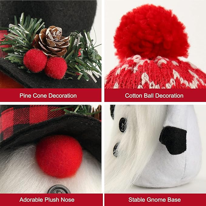 D-FantiX Christmas Snowman Gnomes Plush, 2 Pack Handmade Swedish Tomte Gnomes Scandinavian Figurine Nordic Gnome Plush Christmas Elf Doll Ornaments Christmas Gnomes Decorations Home Decor