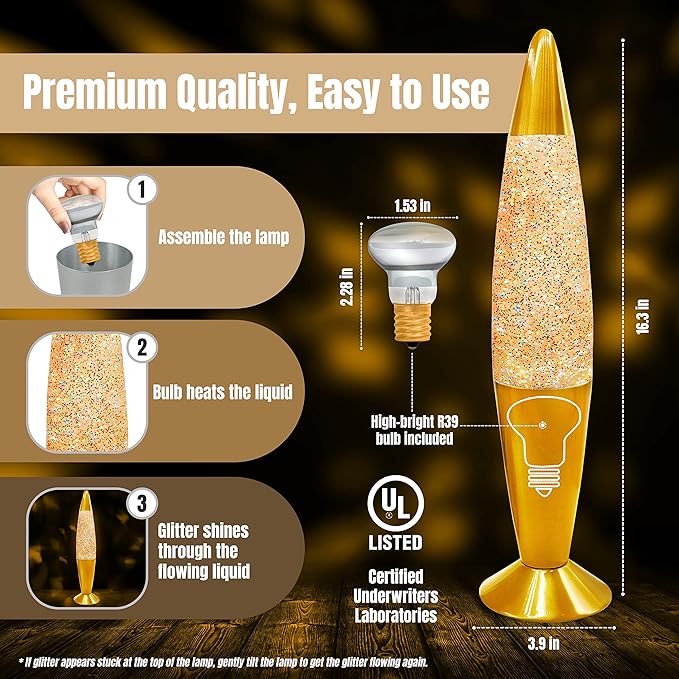 Jambo 16-Inch Rainbow Glitter Lamp I Beautiful Liquid Lamp I Entertaining for Adults and Kids I Perfect Holiday Gift