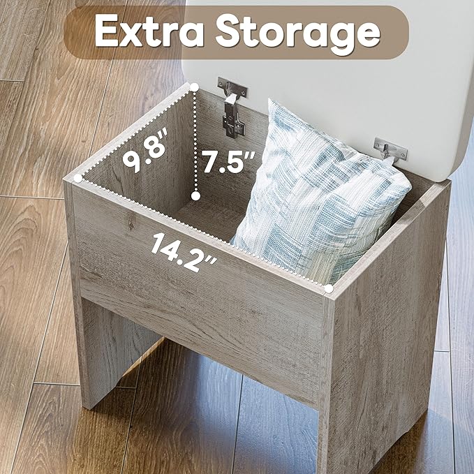 LIKIMIO Small Makeup Vanity Desk with Mirror and Lights, Vanity Table Set with Storage Drawer, Chair and Three Shelves, Bedroom, White Walnuts