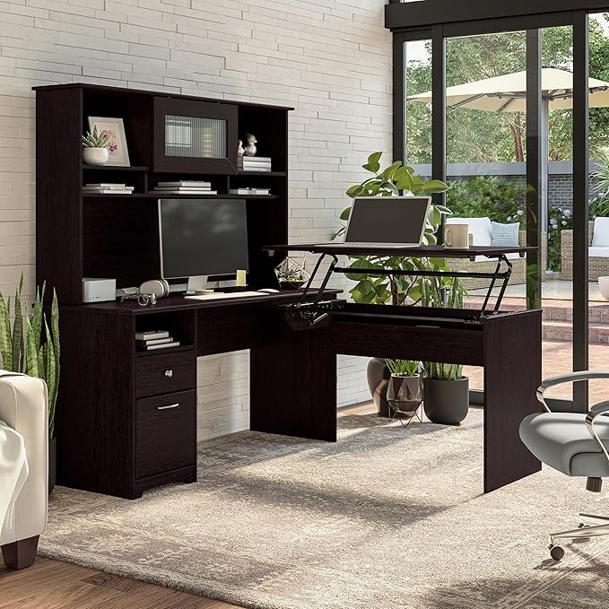 Bush Furniture Cabot 60W Computer Desk with Drawers in Espresso Oak, Workstation and File Storage, Desktop with Organization Solutions for Home Office