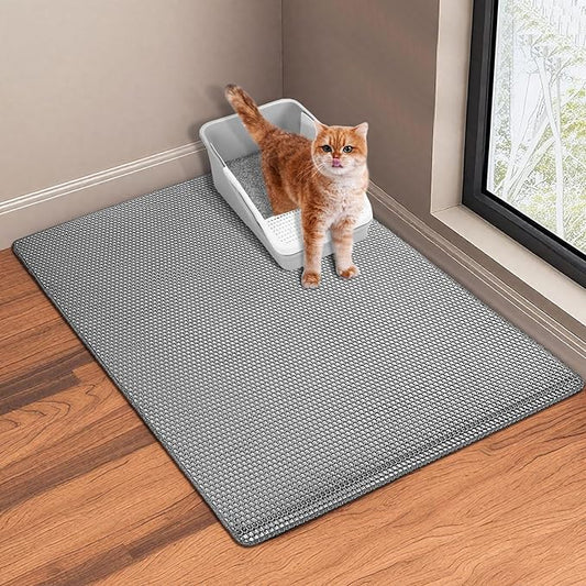 35''X 25'' Large Litter Mat, 2 Layer Cat Litter Mat Litter Trapping Mat,Litter box Mats for Floor, Cats Litterbox Catcher Rug for kitty Pet, Waterproof Urine Proof,Non-Slip