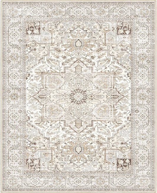 8x10 for Living Room Area Rugs, Large Machine Washable Non Slip Thin Carpet, Soft Indoor Luxury Vintage Distressed Carpets for Farmhouse Bedroom Home Office Clearance Carpet Area Rugs 8x10…