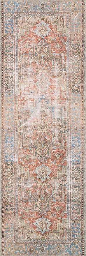Loloi Loren Collection LQ-15 Terracotta/Sky 3'-6" x 5'-6" Accent Rug