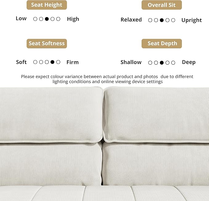 ANCTOR 82.7" Corduroy Sofa, Comfy Couch with Deep Seats, Modern 3 Seater, Oversized Loveseat for Living Room,Office,Apartment Lounge,Easy Assembly, Beige