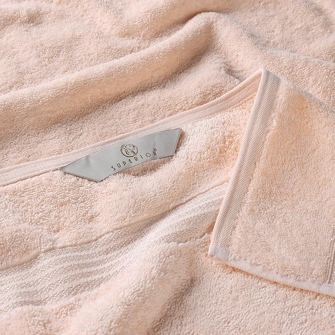 Superior Heritage Egyptian Cotton Bath Towel Set, Large Body Towels for Home Bathroom, Master, Guest Bath Decor, Plush, Absorbent Basics, Spa, Hotel, Resort, Luxury Essentials, Set of 4, Peach