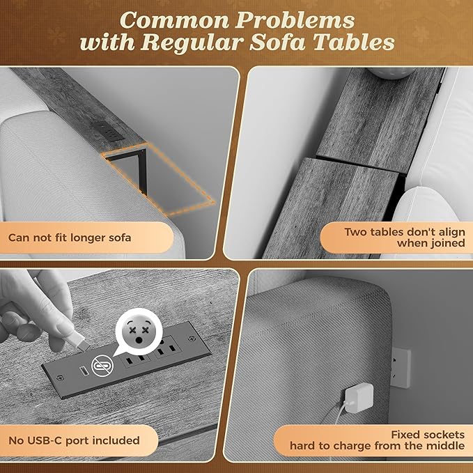 SUPERJARE 110.2 Inch Sofa Table with 2 Power Outlets and USB-C Port, 5.9 Inch Narrow Console Table with Storage, Extra-Long, for Entryway Hallway Couch Behind Sofa, Small Spaces, Black