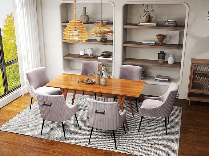 Velvet Dining Chairs Set of 4,Gray Upholstered Living Room Chairs with Black Metal Legs, Modern Tufted Accent Chairs for Living Room, Study Room, Kitchen