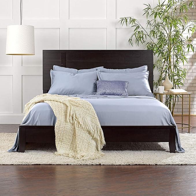 Pure Bamboo Full Sheets, Genuine 100% Organic Viscose Derived from Bamboo Bed Sheet Set, Luxuriously Soft & Cooling, Double Stitching, 2 Year Quality Promise (Full, Sterling Blue)