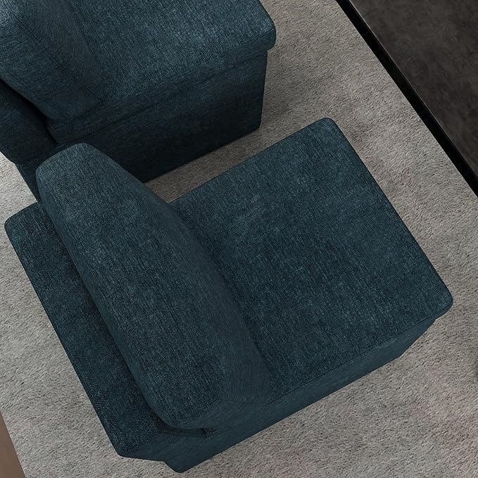 VKNOW Upholstered Dining Chairs Set of 4, Modern Kitchen Chairs with Storage, Linen Armchair Dinner Chair for Kitchen Dining Room Office Bedroom, Navy Blue