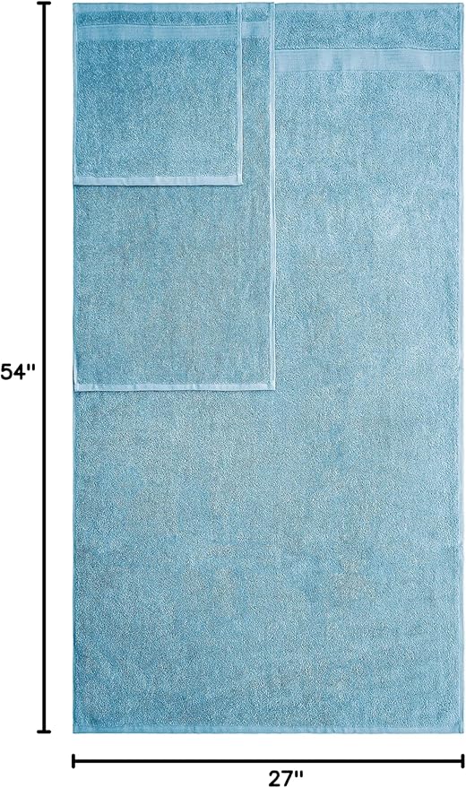 American Veteran Towel, 6 Piece Towel Set for Bathroom, 100% Cotton Turkish Bathroom Towels, 2 Bath Towels 2 Hand Towels 2 Washcloths, Sky Blue