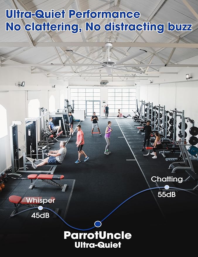 Industrial Ceiling Fans with Remote Control, 100 Inch Big Ceiling Fans without Lights for Living Room Shop Garage Bedroom Indoor Outdoor, 6-Speed Reversible DC Motor, Dimmable, 3CCT, Timer