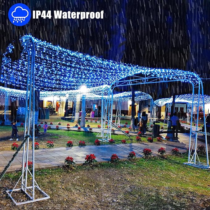 300 LED Blue Christmas Lights Outdoor Waterproof, 100ft Extra Long Blue String Lights 8 Modes Plug in Twinkle Fairy Lights with Timer for Indoor Outside Bedroom Christmas Tree Party Decorations