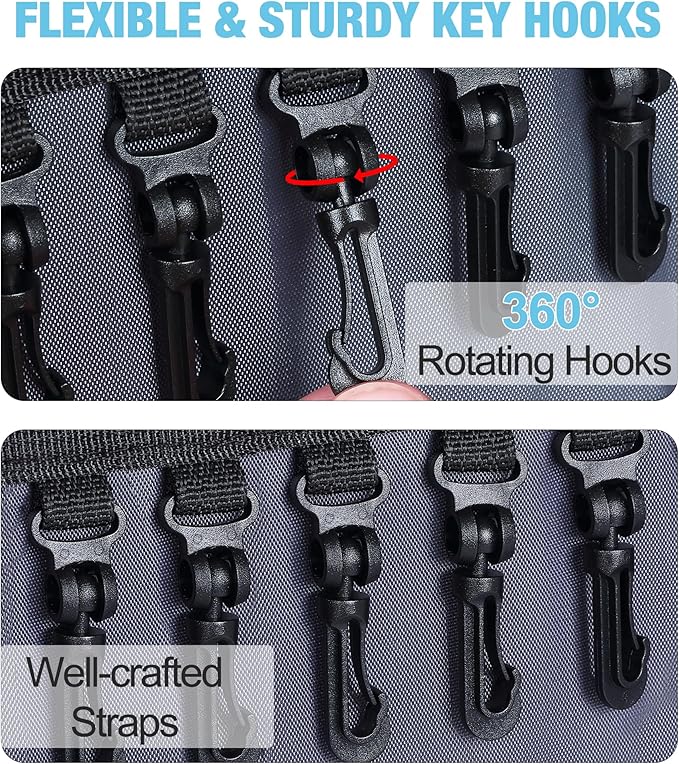 Key Organizer Case, Fireproof & Waterproof Key Bag with 54 Key Tags, Portable Zippered Key Storage Box for Estate Sales, Hotels, Office, Property Management, Handle & Shoulder Strap Included