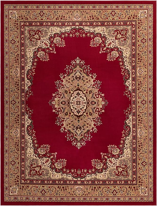 Unique Loom Reza Collection Traditional Persian Style Area Rug, 9 x 12 ft, Burgundy/Ivory