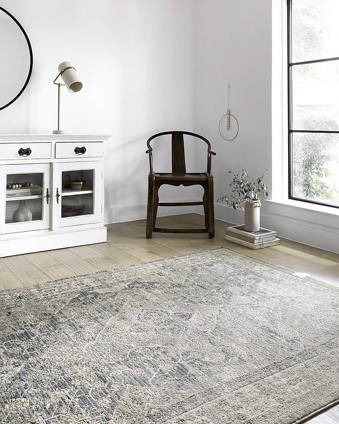 Loloi Teagan Collection TEA-04 Sky/Natural 2'-8" x 10'-6" Runner Rug, Large, Soft Neutral Rug, High-Traffic for Living Room, Bedroom, Home Office, Dining Area