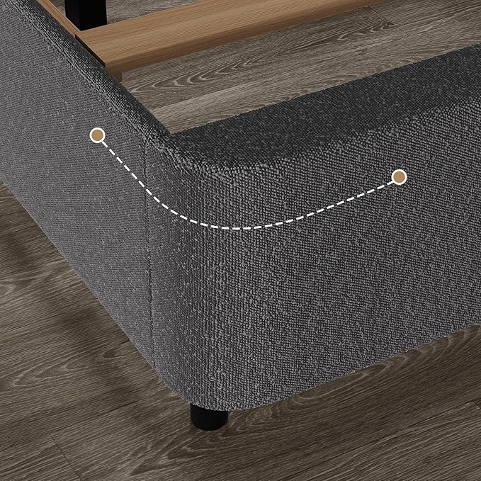 HOMBCK Full Size Boucle Bed Frame, Soft Upholstered Bed Frame with Headboard, Thickened Footboard, Rounded Corners, No Box Spring Needed, Easy Assembly, Grey