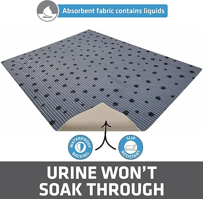 Drymate 2-Pack XL Original Cat Litter Mat, Contains Mess from Box, Protects Floors, Urine-Proof, Machine Washable, Soft on Kitty Paws, Absorbent, Waterproof (USA Made) (28”x36”)(GreyStripePaw)