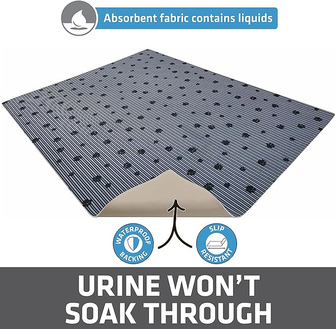 Drymate 12-Pack XL Original Cat Litter Mat, Contains Mess from Box, Protects Floors, Urine-Proof, Machine Washable, Soft on Kitty Paws, Absorbent, Waterproof (USA Made) (28”x36”)(GreyStripePaw)