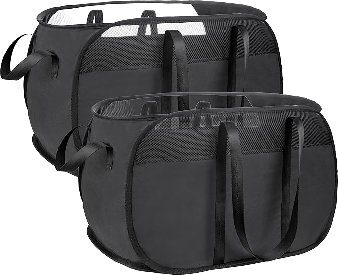 Pop Up Laundry Hamper，with Durable Handles collapsible laundry basket，Easy to Open and Fold for college Dorm,kids room，travel (2 black)…