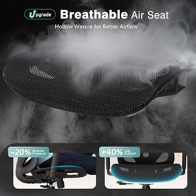 ELABEST T23 Ergonomic Office Chair with 2D Lumbar Support & 3D Headrest, High Back Mesh Swivel Chair with Adjustable 3D Armrests, Breathable Computer Desk Chair for Long Hour Sitting (Graphite Black)