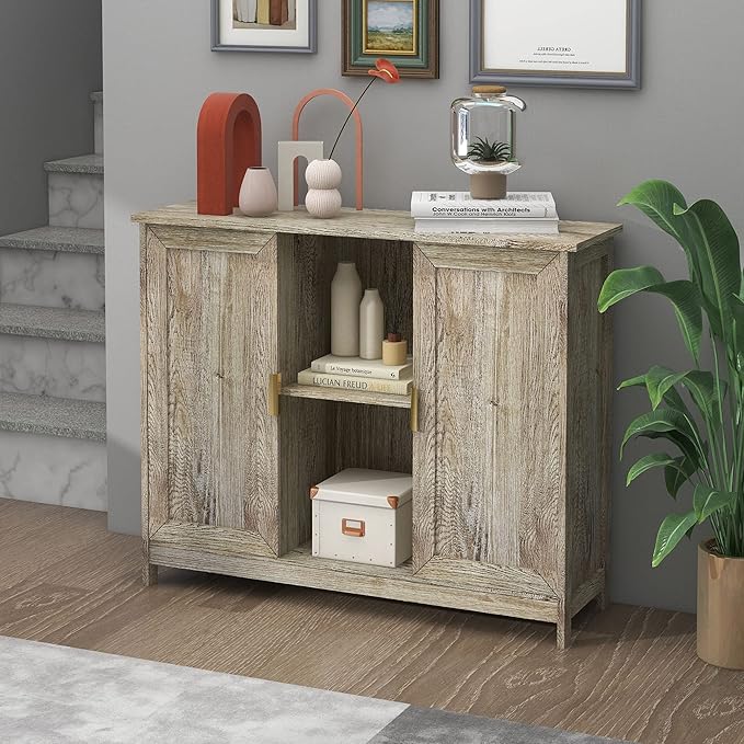 TaoHFE Farmhouse Buffet Cabinet,Entry Table Sideboard with Storage Cabinet,Farmhouse Credenza,Thin Cabinet for Hallway