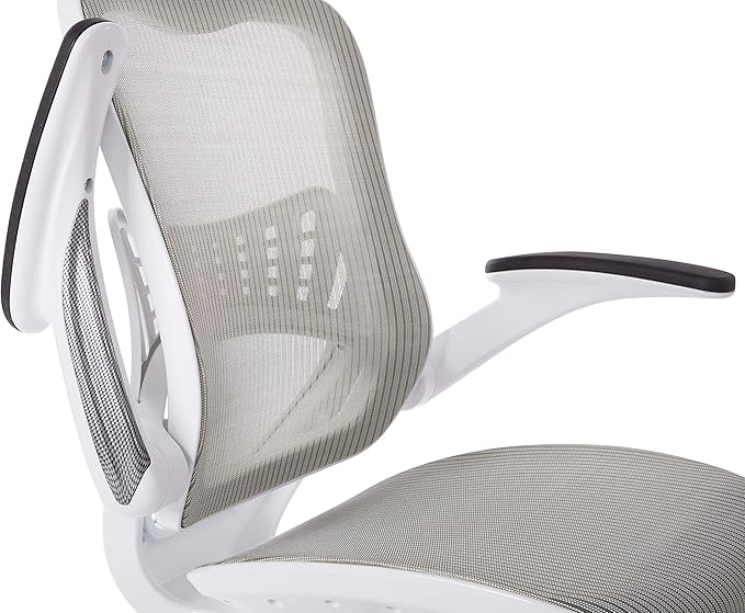 Office Star Ventilated Manager's Office Desk Chair with Breathable Mesh Seat and Back, White Base, White