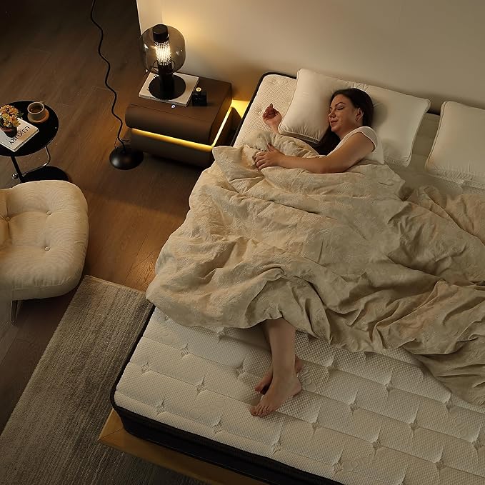 Hybrid Mattress King Size, 12 Inch Soft King with Hybrid Bed Mattress in a Box with Individual Pocketed Spring, Motion lsolation, Cooling and Breathable Fabric