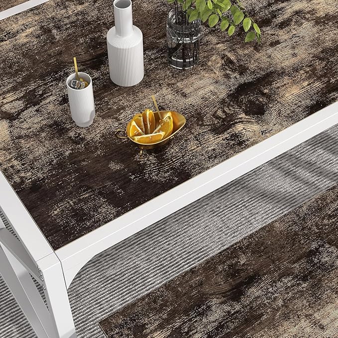 VECELO Kitchen Dining Table Benches Set for 4, 55" Wooden Dinette with 2 Benches, Heavy-Duty Dining Room Table for Small Space, Breakfast Nook, Dark Brown