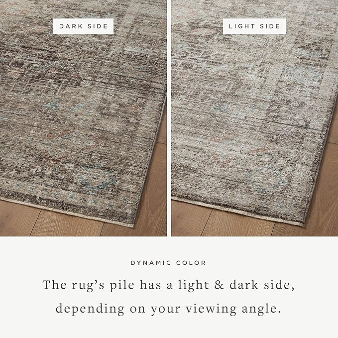 Loloi Magnolia Home by Joanna Gaines Millie Collection MIE-03 Charcoal/Dove 2'-7" x 8'-0", .25" Pile Height, Runner Rug