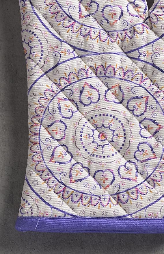 Maison d' Hermine Oven Gloves 100% Cotton Oven Mitt 7" x 13" with Loop Heat Resistant, BBQ, Cooking Gloves, Baking, Grilling, Kitchen, Handling Hot Pans Spring/Summer (Pack of 1, Mandala)