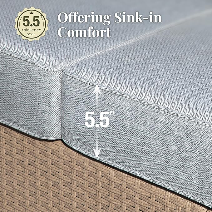 Patio Furniture Set 4 pcs, Wicker Outdoor Patio Furniture, 3-Seat Sofa, 2 Single Sofa and Coffee Table, Rattan Patio Conversation Set for Backyard Deck, Grey