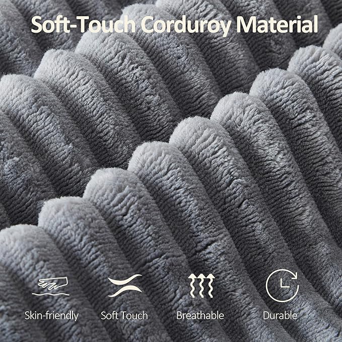 110" Boneless Sectional Couch with Chaise Lounge, Cloud Couch Compressed Sofa L Shape, No Assembly Memory Foam Sofa for Living Room, Grey Corduroy