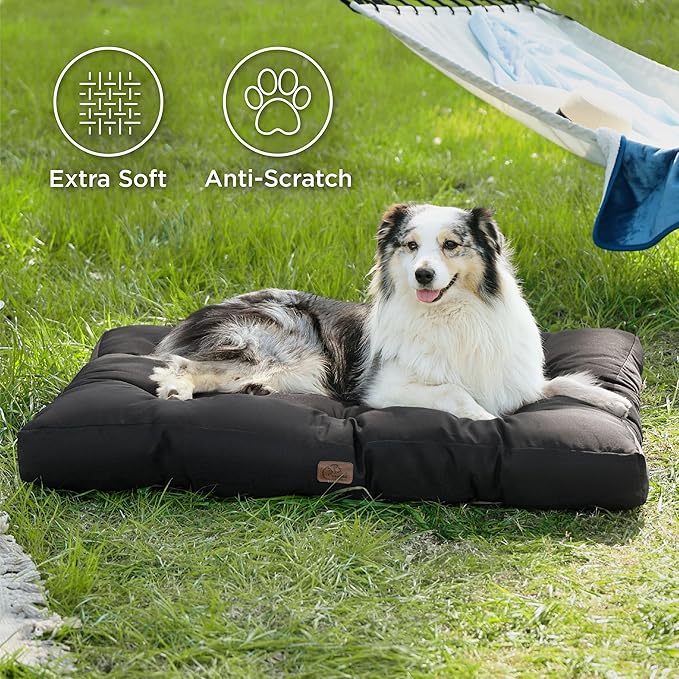 Bedsure XXL Dog Bed - Washable Giant Pet Bed Mattress with Oxford Fabric, Water Resistant Dog Pillow for Crate, 47x35x4, Black