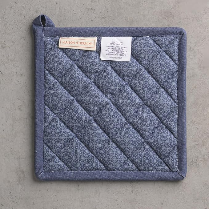 Maison d' Hermine Pot Holders 100% Cotton Heat Resistant Potholders 8" x 8" Hot Pads with Loop for Thanksgiving Christmas Decorations BBQ Cooking Baking Handling Hot Pans (Pack of 1, Christmas Joy)