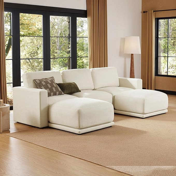 CHITA 116" Sectional Couches for Living Room, Modular Sectional Sofa with Chaise, Comfortable 8-Layer Cushion Structure Design, 5 Seat U Shaped Sectional Couch, Chenille in Cream