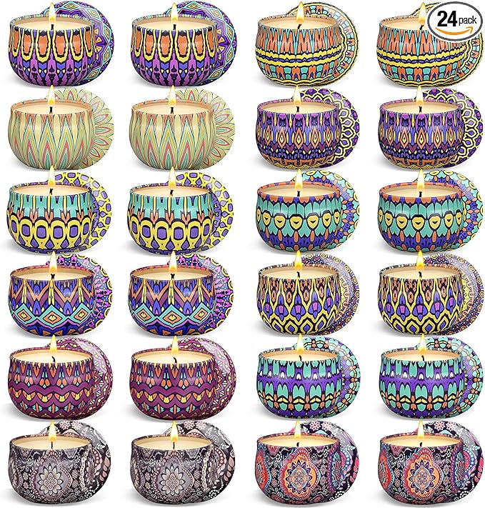 Scented Candles Gift Set, 12/24/48 Pack Candles for Home Scented, Long Lasting Soy Candle, Birthday Gifts for Women, Aromatherapy Candle for Stress Relief, Relaxation, Bath, Yoga
