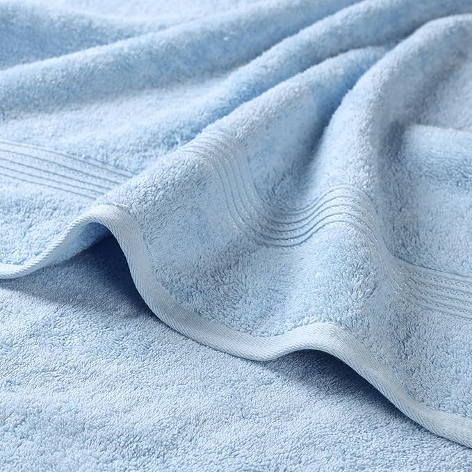 Superior Heritage Egyptian Cotton Face Towel Set, Small Towels For Kitchen, Home Bathroom, Guest Bath, Luxury Essentials, Plush, Absorbent Basics, Washcloths, Spa, Hotel, Resort, Set of 10, Light Blue