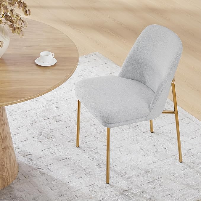 CHITA Modern Dining Chairs Set of 2, FSC Certified Metal Dining Chair for Dining Room, Light Gray