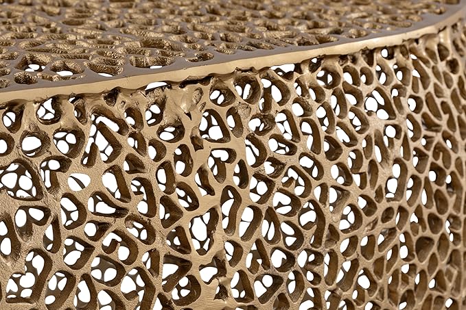 Modern Contemporary Oval-Shape 50" Coffee Table, Solid Aluminum intrigued Design, Mesh Cocktail Table, Creative Center Table for Living Room and Bedroom, Casted in Gold