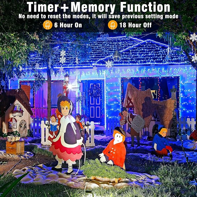 800 LED Blue Christmas Lights Outdoor 262FT Super Long String Lights Indoor 8 Modes Plug in Twinkle Fairy Lights with Timer for Indoor Outside Bedroom Christmas Tree Party Decorations