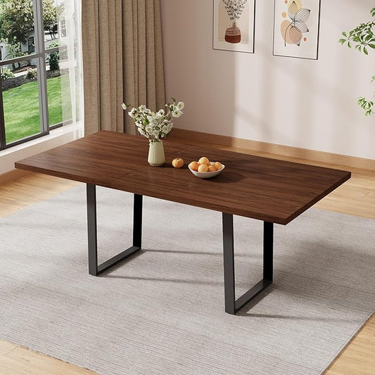 ZckyCine Walnut Color Expandable Dining Table, 51-67 Inches Adjustable Length, Modern Simple Design, Perfect for Family & Office, Seats 6+