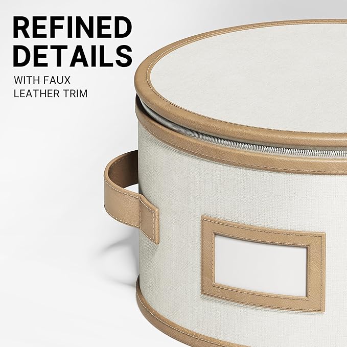 Hard Shell China Storage Containers – 5 Piece Set for Storing Dinner Plates, Salad Plates, Mugs, Quilted Dividers for Safe Moving and Seasonal Storage, Beige