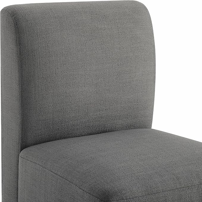 CHITA Dining Chairs with Casters Set of 2, FSC Certified Upholstered Armless Modern Rolling Dining Chairs with Rollers for Bedroom Reading Room Living Room, Grey